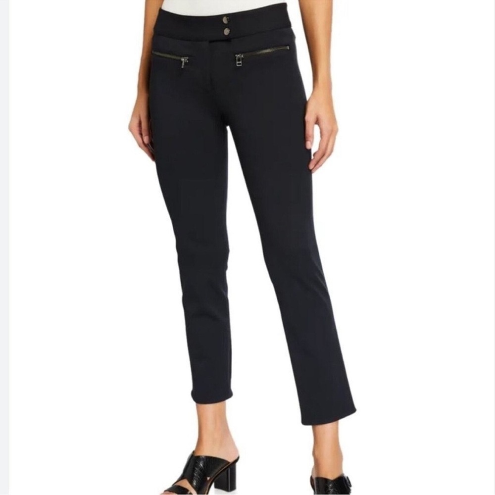 Veronica Beard Metro Cropped Kick Flare Moto Edgy Slim Fit Zipper Ankle Slacks 4